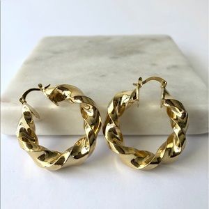 Thick Spiral Twisted Gold Earrings